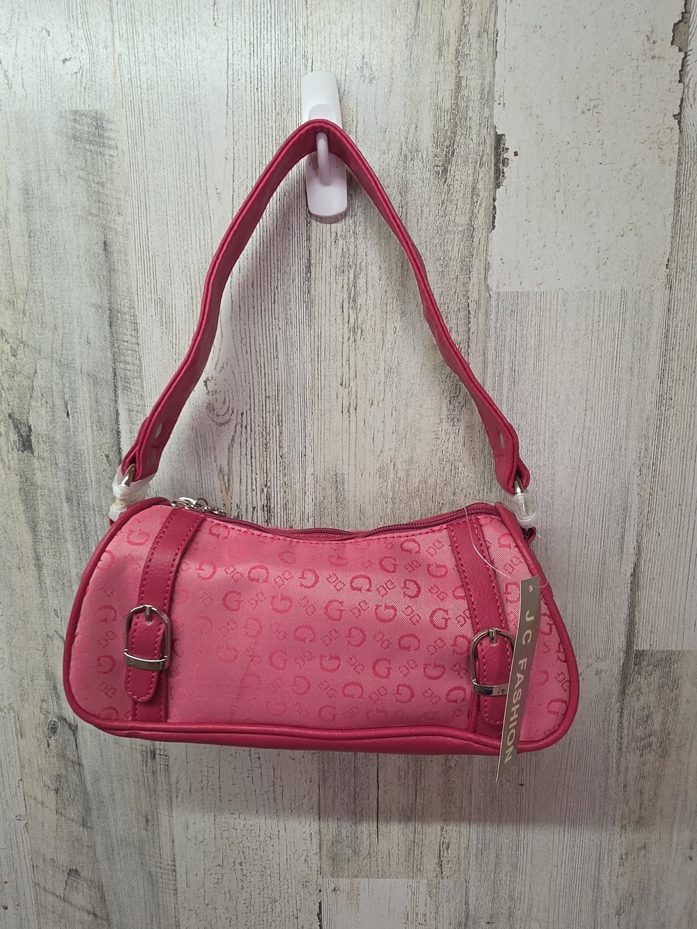 Bright Pink Women's Shoulder Bag with Patterned Finish Y2k